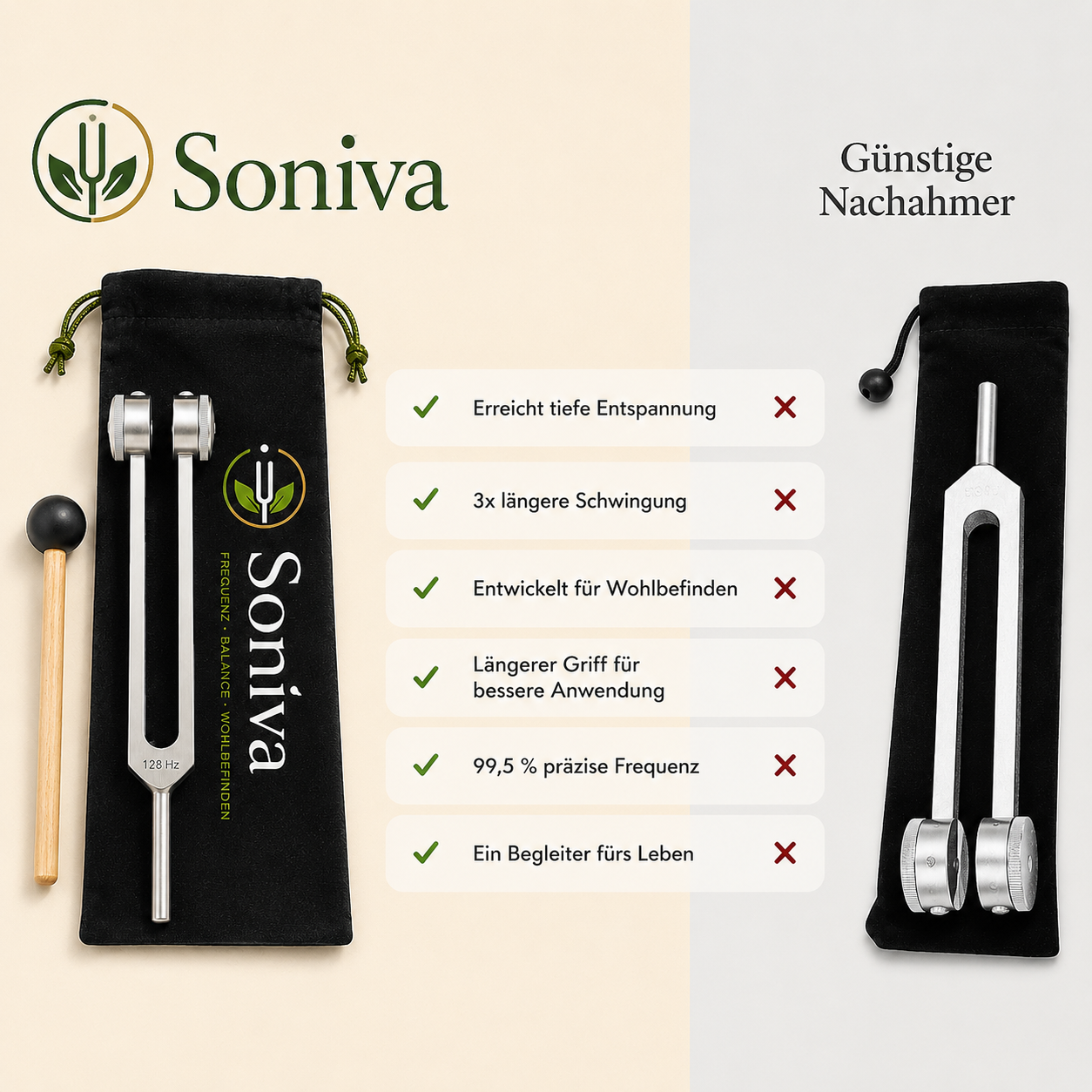 Soniva 128 Hz Stimmgabel -  Das Heilungs-Instrument